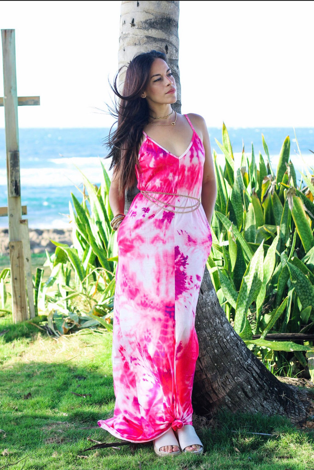 Tie-dye Pink Maxi Dress